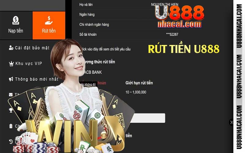 Các bước thực hiện rút tiền U888